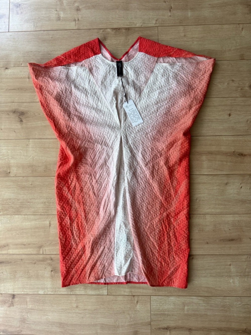Zero Maria Cornejo Fena Dress Coral Silk Blend Cocoon Textured NWT 12